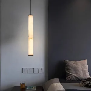 lustre cylindrique en marbre naturel avec cordon réglable 3000k