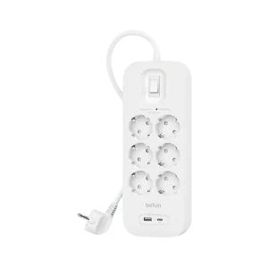 BELKIN Multiprise parafoudre 6 prises + USB-C + USB-A Blanc (SRB002CA2M)
