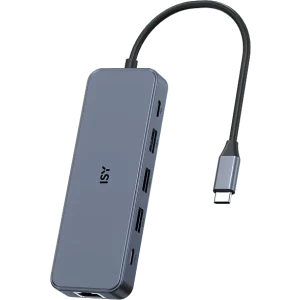 ISY Adaptateur Multiport 10-en-1 USB-C Argenté (IAD-1034)