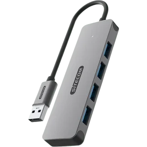 SITECOM Hub USB-A vers 4 x USB-A Argenté / Noir (CN-5005)